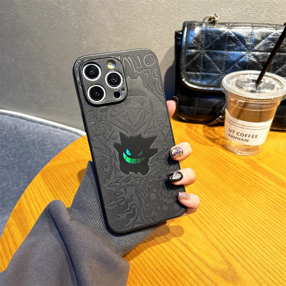 Gengar Shadow Grip – Premium Leather iPhone Case for Pokémon Fans